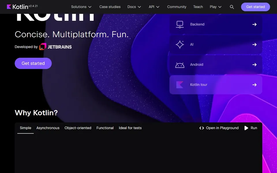 Kotlin website screenshot