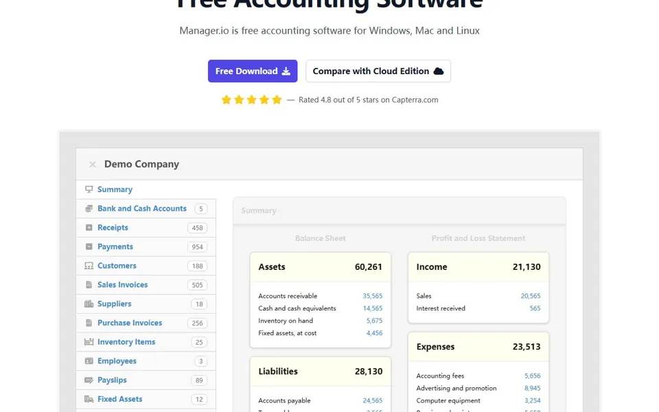 Manager website screenshot