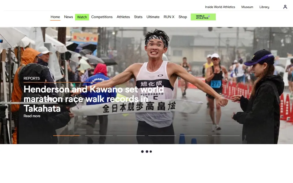 World Athletics website screenshot
