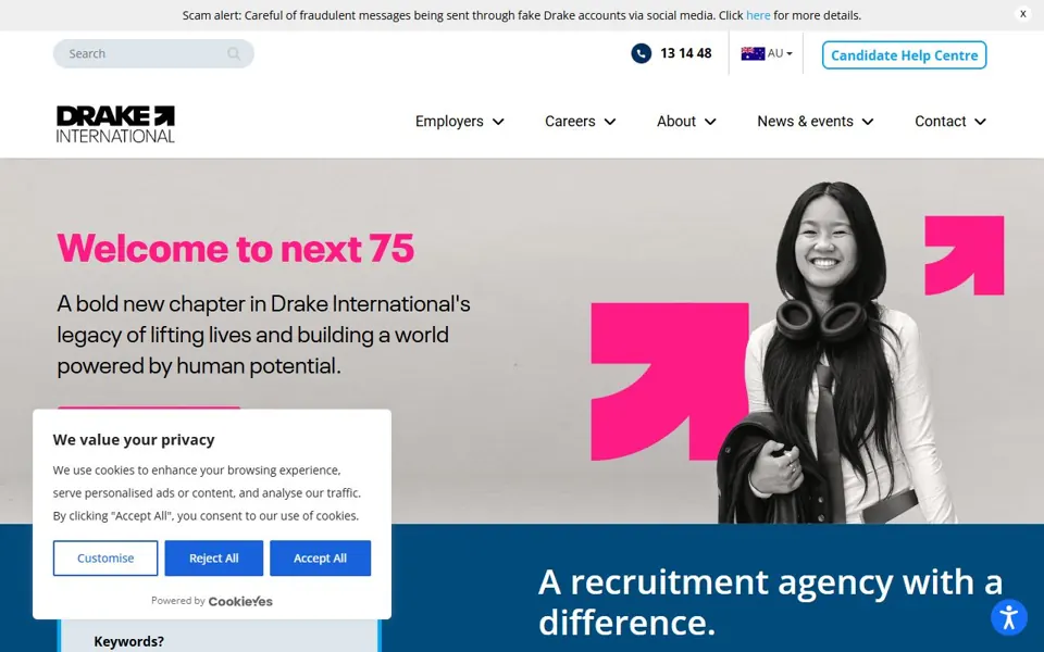 Drake International Australia website screenshot
