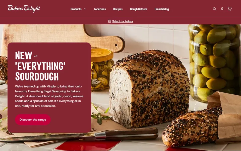 Bakers Delight website screenshot