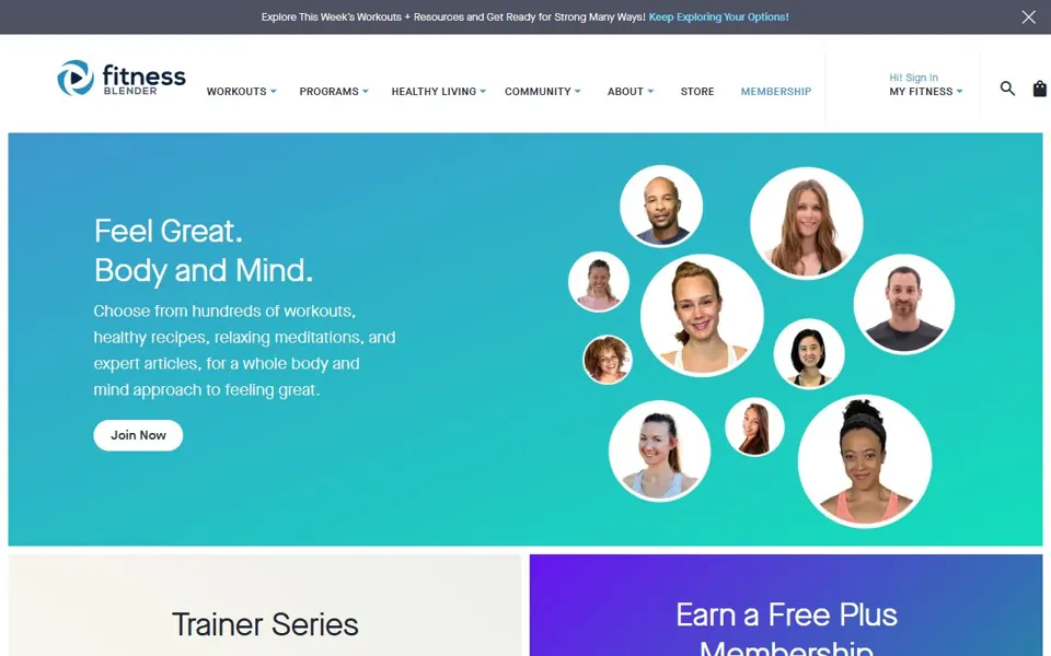 Fitness Blender website screenshot