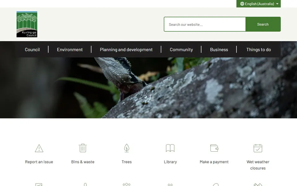 Ku-ring-gai Council website screenshot