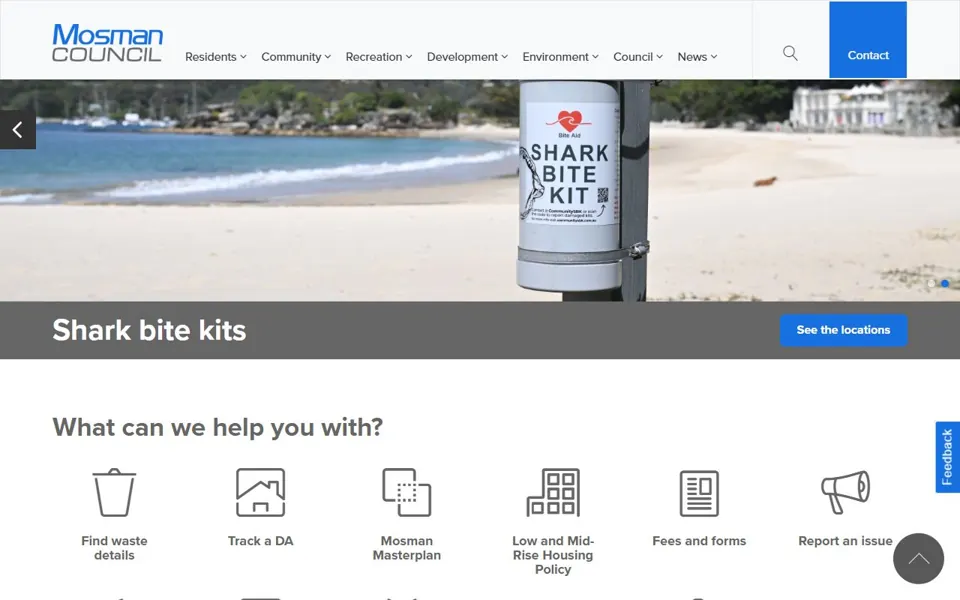 Mosman Council website screenshot