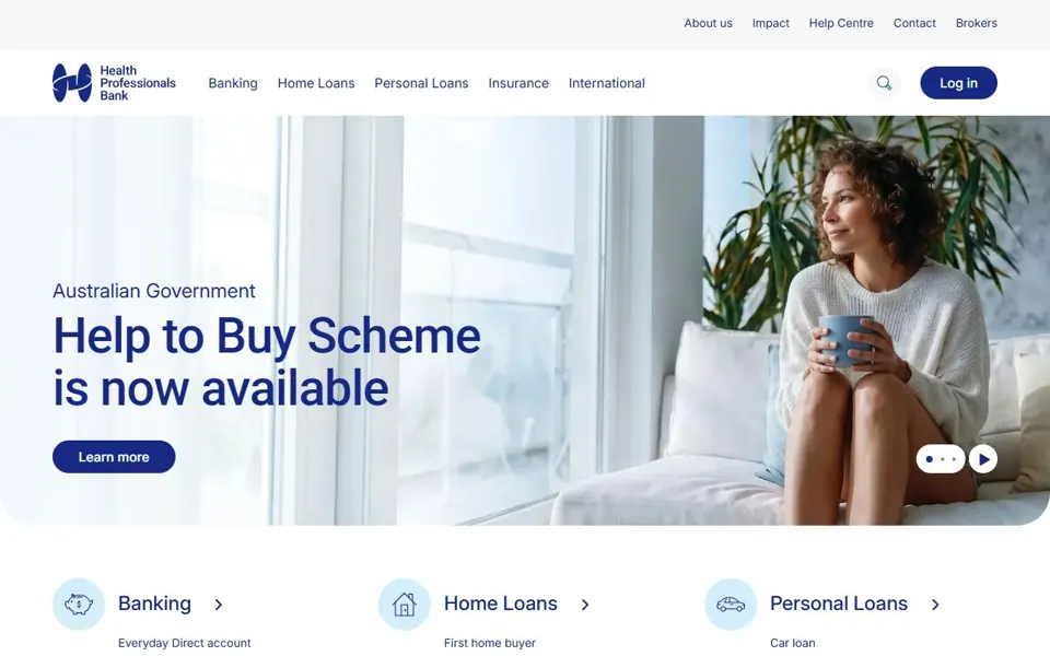 Health Professionals Bank website screenshot