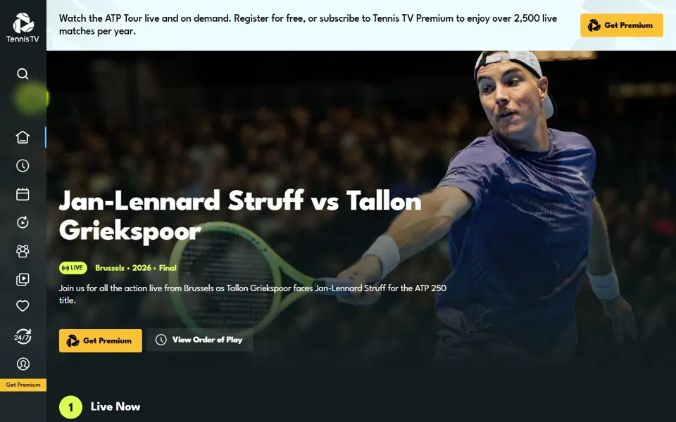 Tennis TV website screenshot
