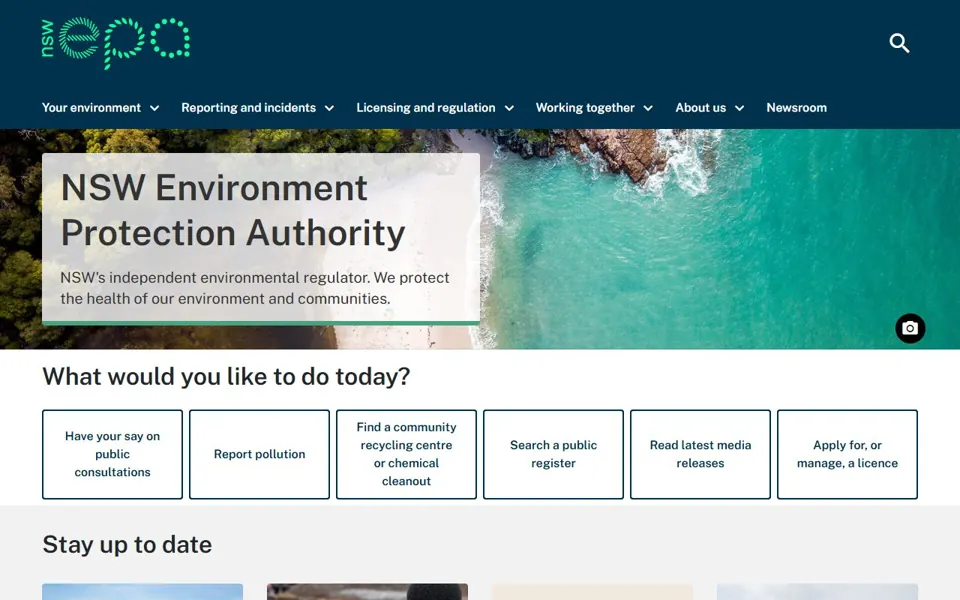 NSW Environment Protection Authority website screenshot