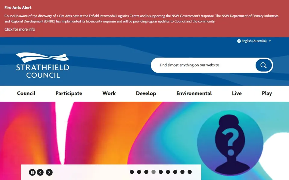 Strathfield Council website screenshot