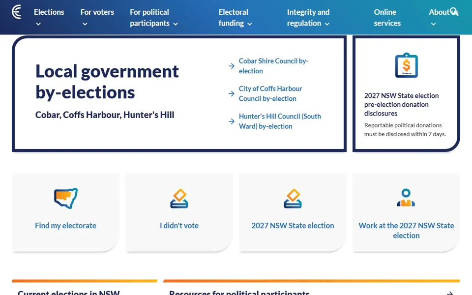NSW Electoral Commission website screenshot