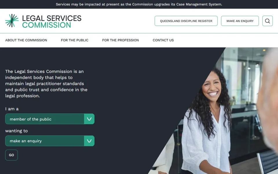 Legal Services Commission Queensland website screenshot