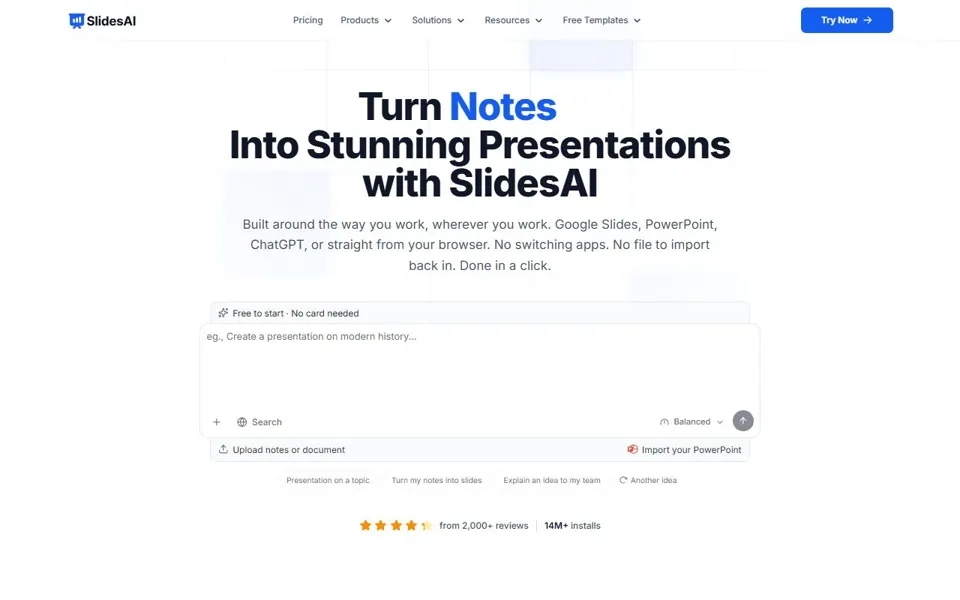SlidesAI website screenshot