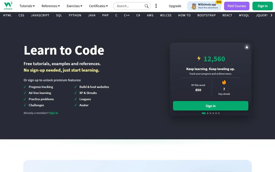 W3Schools website screenshot