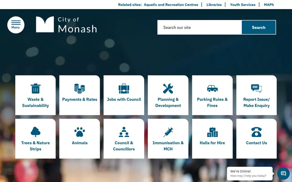 City of Monash website screenshot