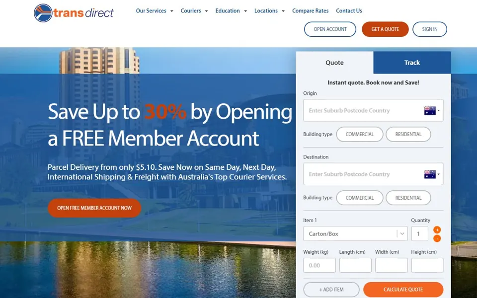 Transdirect website screenshot