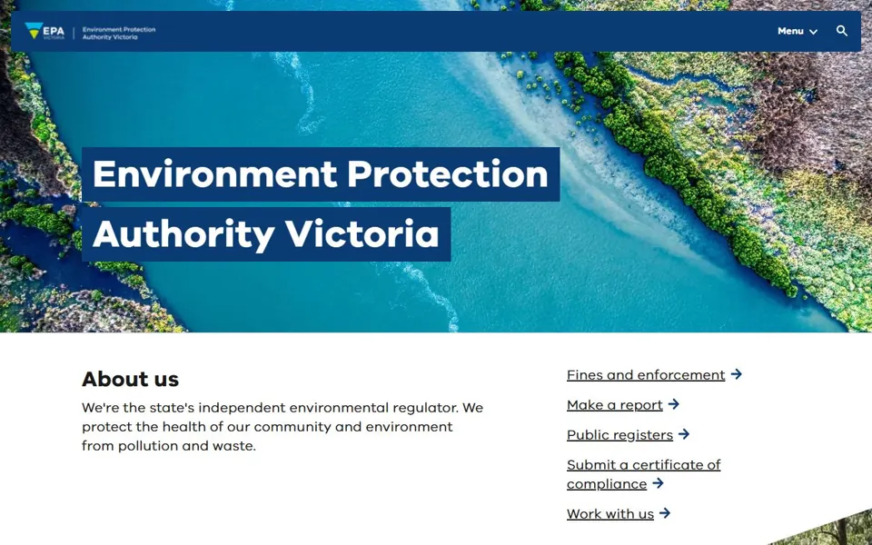 Environment Protection Authority Victoria website screenshot