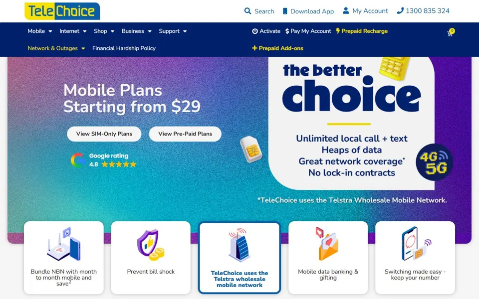TeleChoice website screenshot
