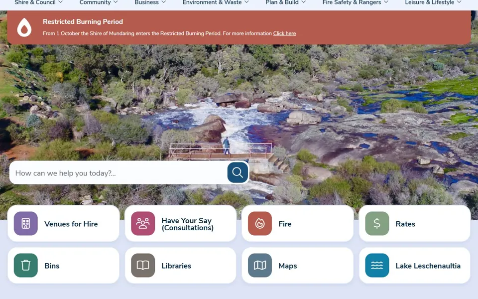 Shire of Mundaring website screenshot
