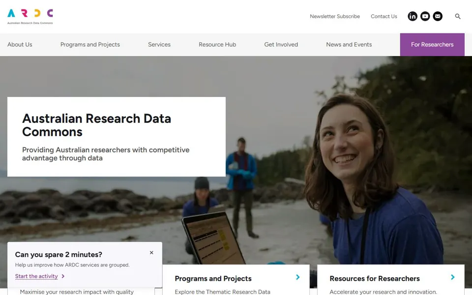 Australian Research Data Commons website screenshot