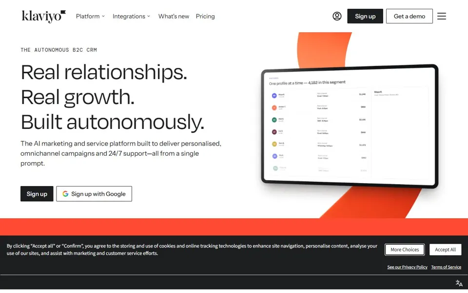 Klaviyo website screenshot