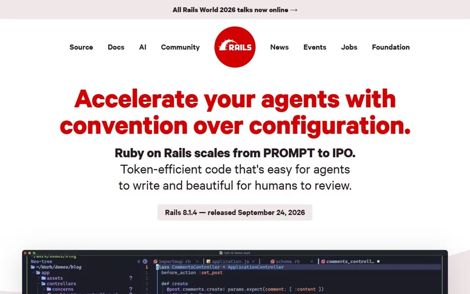 Ruby on Rails website screenshot