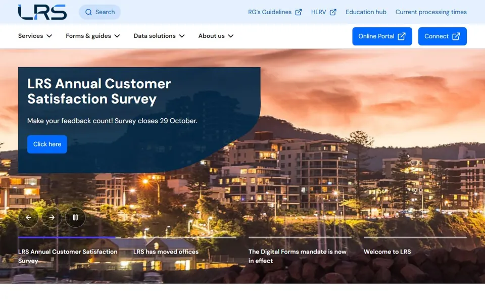 NSW Land Registry Services website screenshot