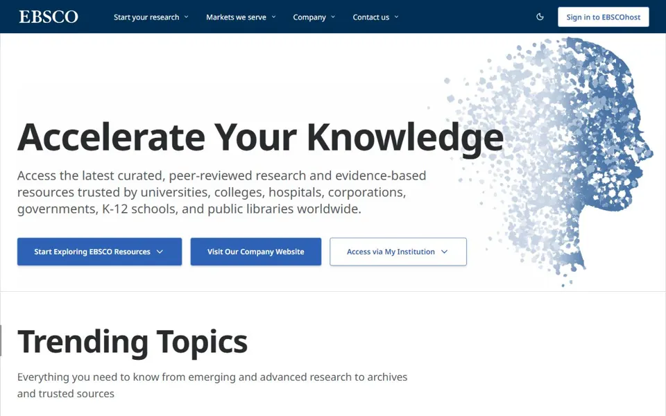 EBSCO website screenshot