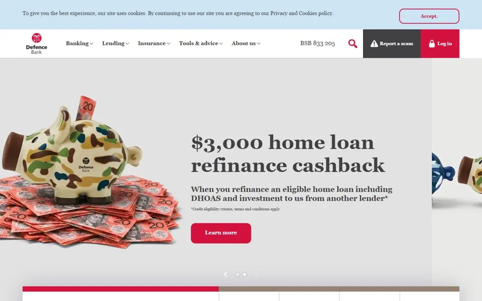 Defence Bank website screenshot