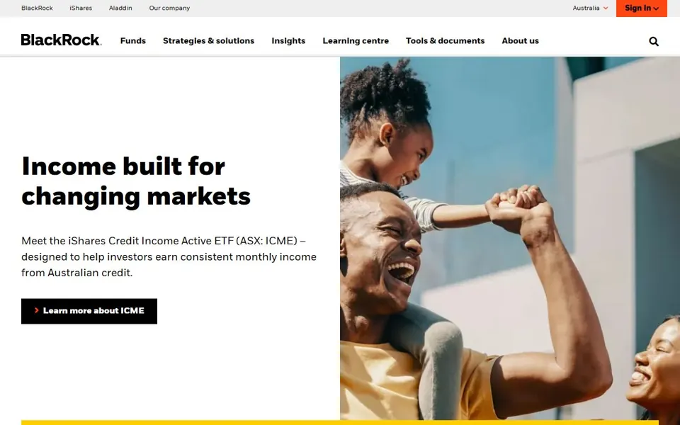 BlackRock Australia website screenshot