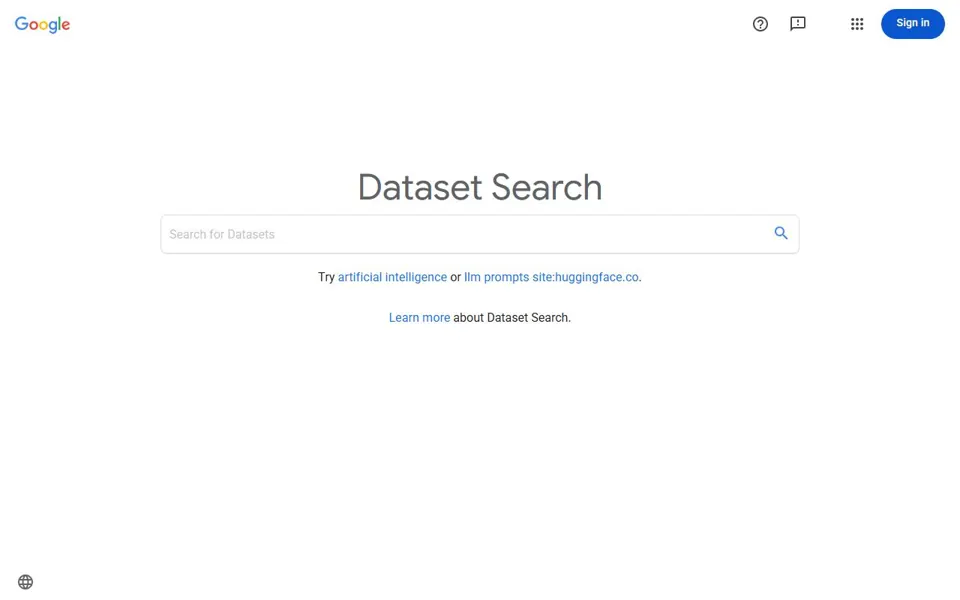 Google Dataset Search website screenshot