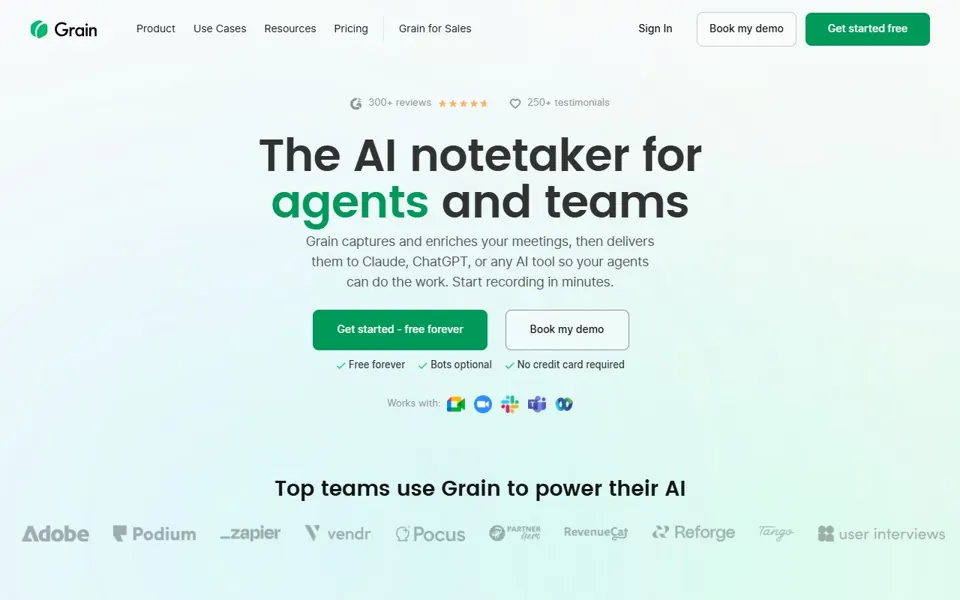 Grain website screenshot