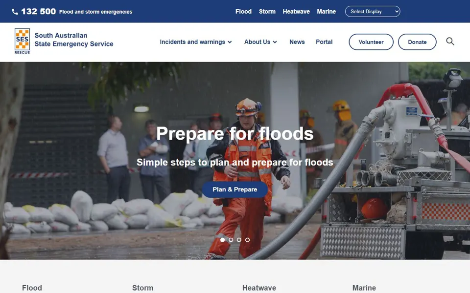 State Emergency Service SA website screenshot
