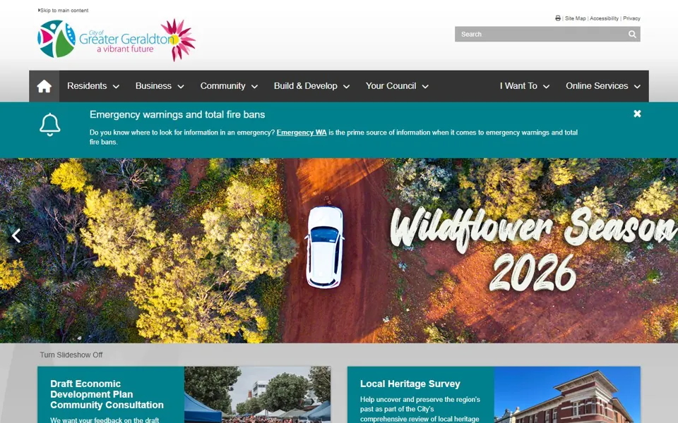 City of Greater Geraldton website screenshot