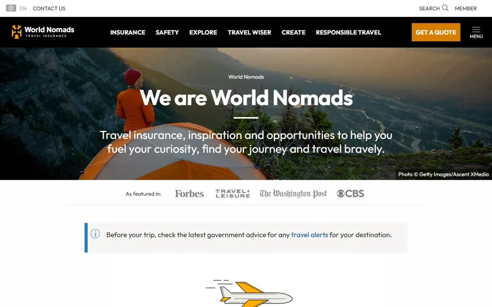 World Nomads website screenshot