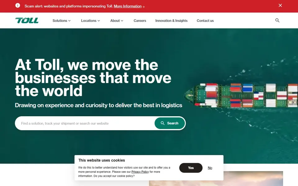 Toll Group website screenshot