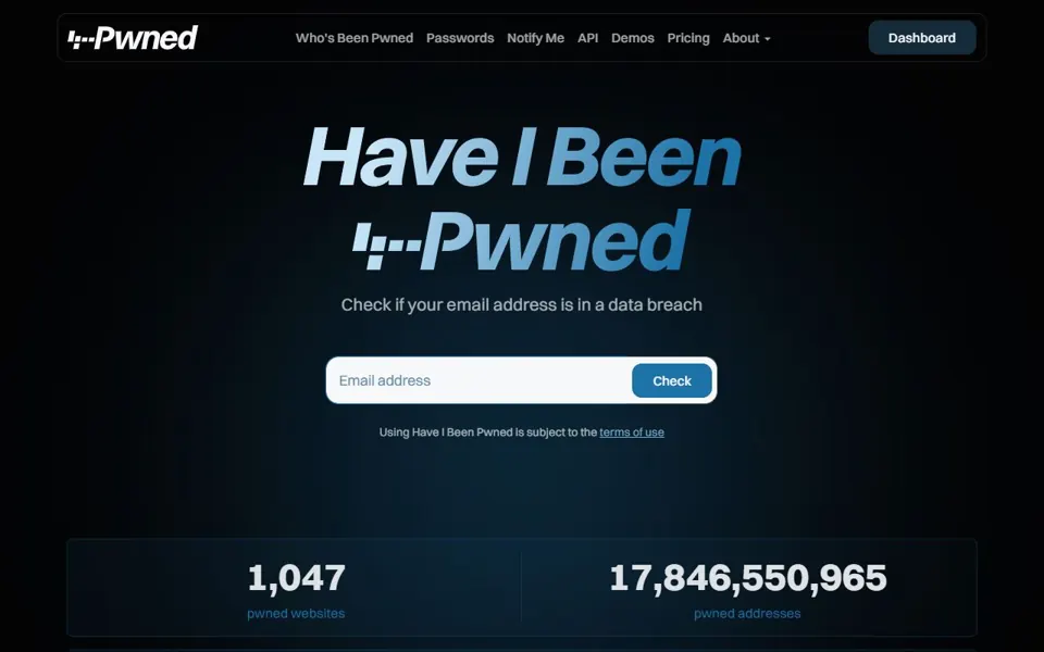 Have I Been Pwned website screenshot