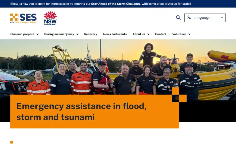 NSW State Emergency Service website screenshot