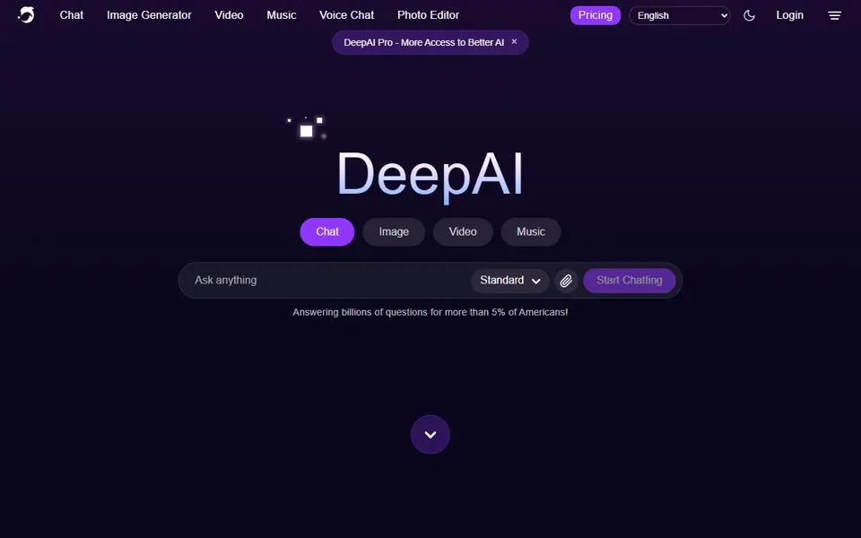 DeepAI website screenshot