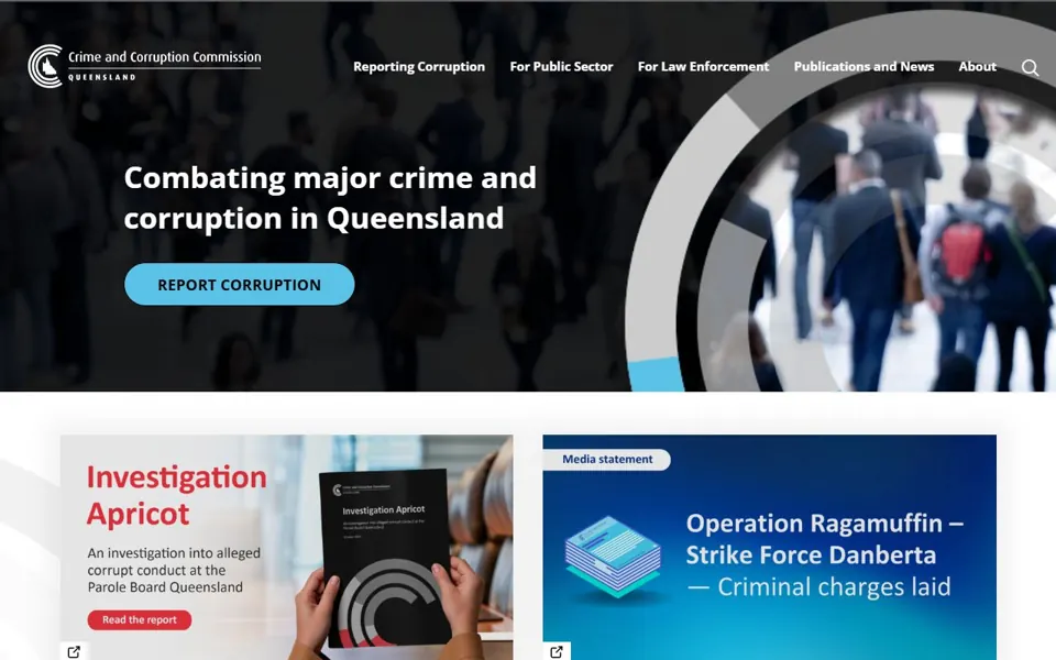Crime and Corruption Commission Queensland website screenshot