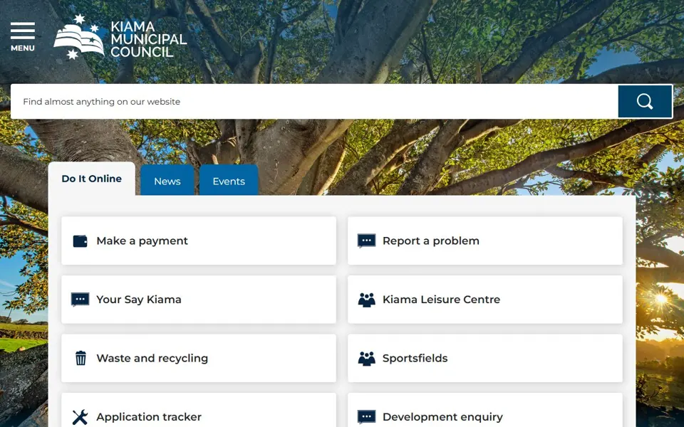 Kiama Municipal Council website screenshot