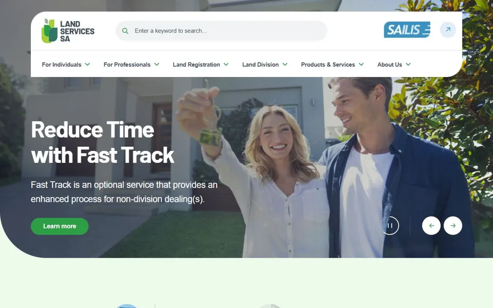 Land Services SA website screenshot