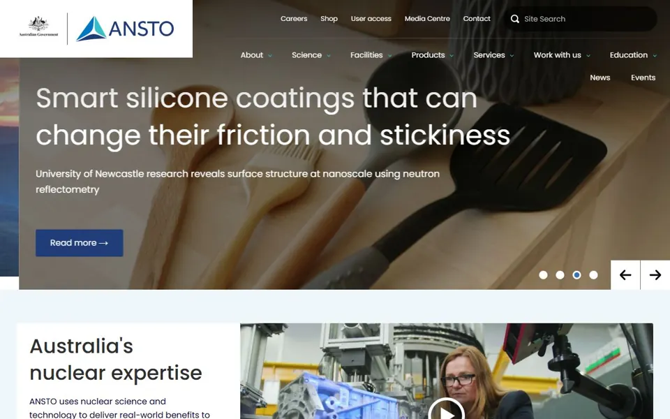 ANSTO website screenshot
