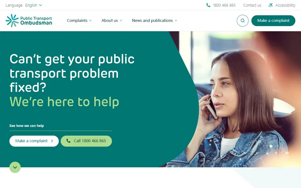 Public Transport Ombudsman Victoria website screenshot