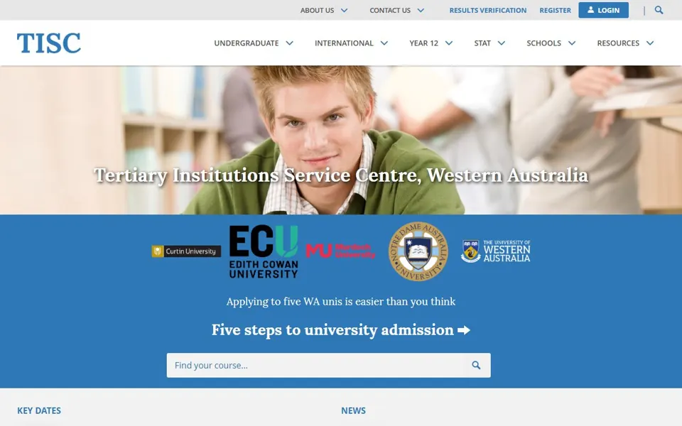 Tertiary Institutions Service Centre WA website screenshot