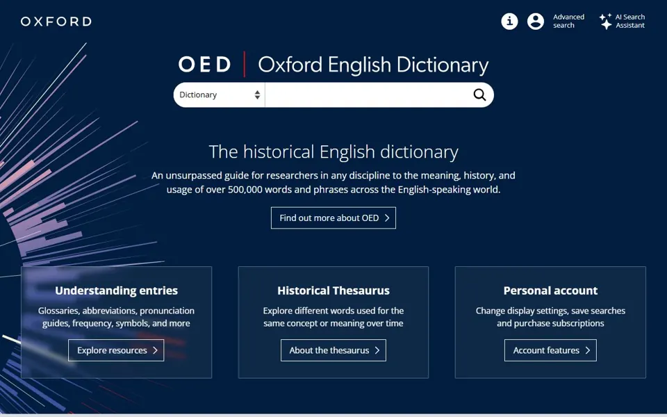 Oxford English Dictionary website screenshot