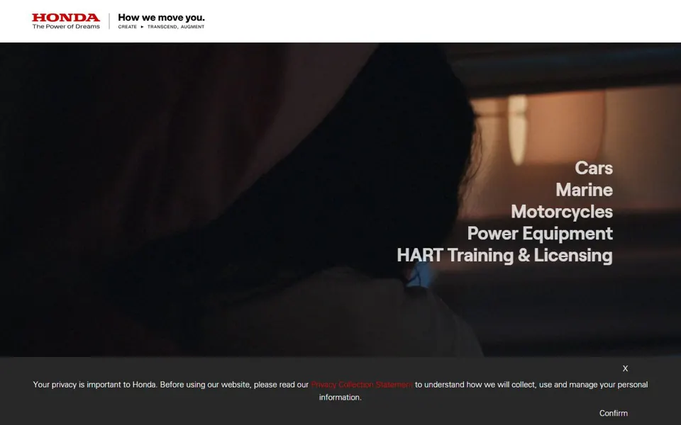 Honda Australia website screenshot