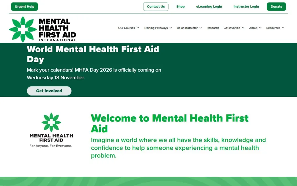 Mental Health First Aid Australia website screenshot