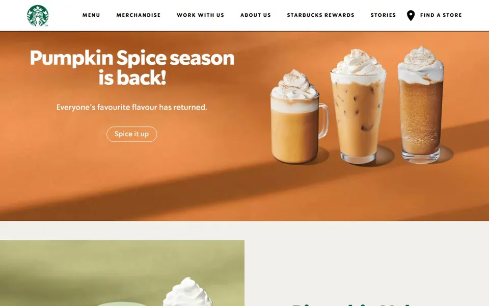 Starbucks Australia website screenshot