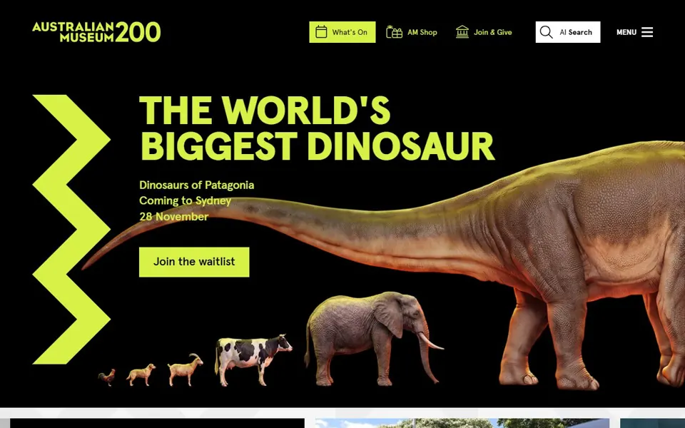 Australian Museum website screenshot