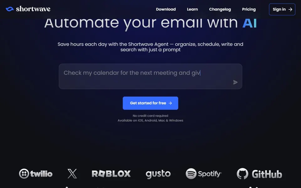 Shortwave website screenshot
