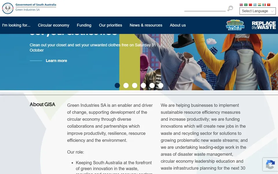 Green Industries SA website screenshot